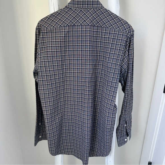 Billy Reid Men's Plaid Shirt - Blue and White SZ Large - Picture 3 of 13